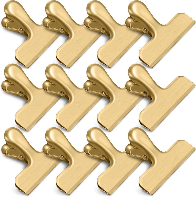 WUDIME 12 Pack Chip Clips, Stainless Steel Chip Bag Clips, Food Clip, Heavy Duty Bag Clip for Food Storage, Perfect for Kitchen Office Usage(Gold) - Image 1